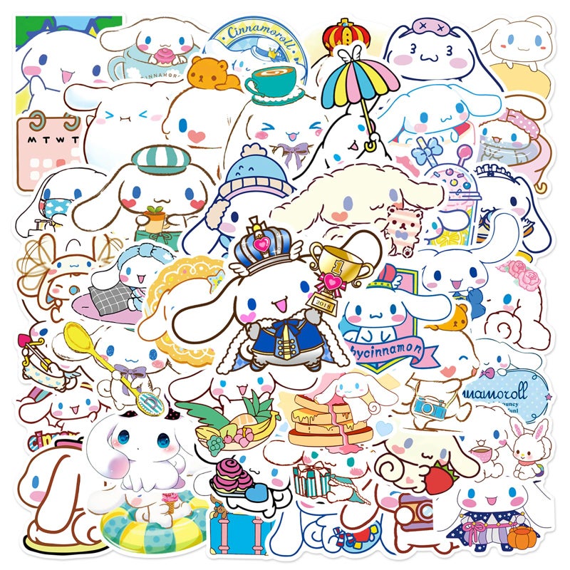 YONGAI 50Pcs Cute Cinnamoroll Sticker for Kids, Kawaii Sanrio Cartoon Waterproof Vinyl Decal for Teen Girl Water Bottle Skateboard Notebook Phone Guitar Bike - Image 1